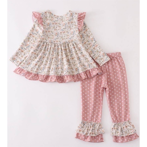 Pink Floral Cow Ruffle Set - Picture 3 of 4